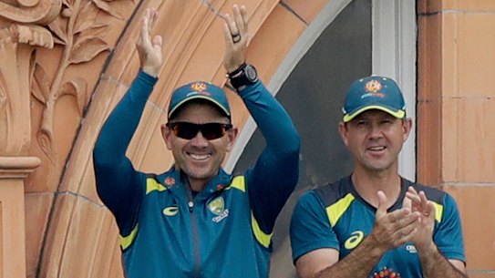 Justin Langer and Ricky Ponting at Lord's during the World Cup.