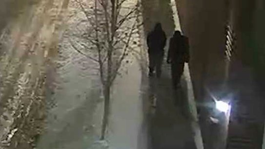 CCTV provided by the Chicago Police Department shows two people of interest in an attack on actor Jussie Smollett walking along a street at the time of the alleged attack.