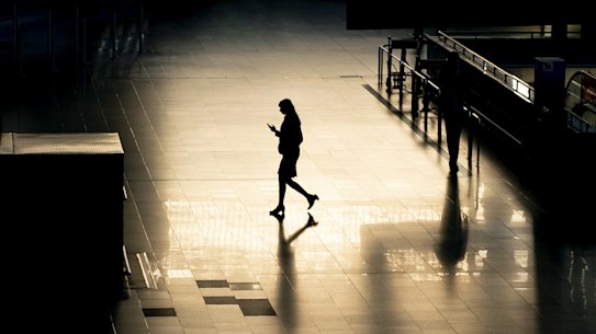 A passenger walks through an almost deserted Frankfurt airport in Germany on March 18.