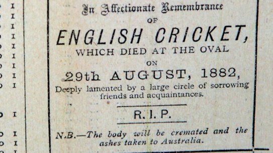 The mock obituary published in the Sporting Times in 1882 that led to the birth of the Ashes.