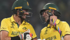 Australia’s captain Pat Cummins and Mitchell Starc celebrate their win against South Africa.