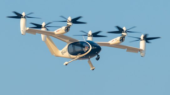 An electric urban-air mobility aircraft – better known as an air taxi – is pictured in-flight in Dubai.