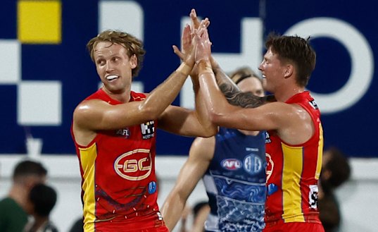 Jack Lukosius, left with Bailey Humphrey, wants to join close friend Connor Rozee at Port Adelaide.