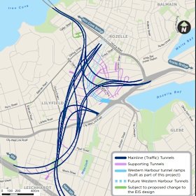 A proposed draft of the Rozelle Interchange, the final and most complicated facet of WestConnex.