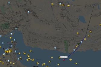 A flight tracking website shows a RAAF Hercules aircraft heading from Australia’s forward operating base in the United Arab Emirates towards Afghanistan. 