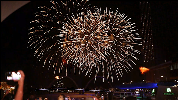 About 115,000 people saw in the New Year at fireworks displays at Elizabeth Quay.