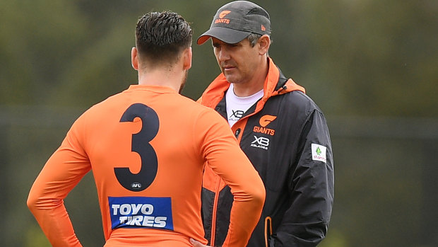 In talks: Giants coach Leon Cameron (right) will be hoping Stephen Coniglio signs a new contract. 