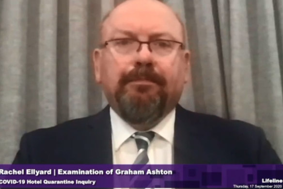 Former police chief commissioner Graham Ashton giving evidence to the inquiry in September.