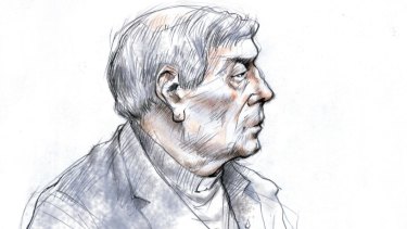 A sketch of Cardinal George Pell in the courtroom.