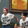 Just Stop Oil protesters threw tinned soup at Vincent Van Gogh’s famous 1888 work Sunflowers, then glued themselves to the wall at the National Gallery in London in 2022.