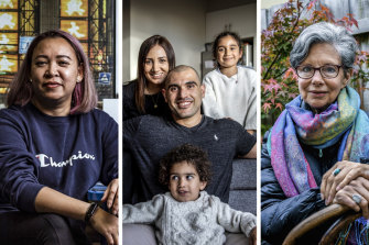 CBD restaurant owner Phawinee ‘Tang’ Suwankamnerd; Property investors Antone and Eva Khoury with their children Chanel and Isaac; North-east Melbourne woman Cherie Scott.
