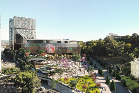 The original plan for Brisbane Arena to be built above Roma Street railway tracks proved too costly and prohibitive.