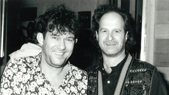 Jimmy Barnes pictured with Michael Gudinski in the 1990s. 