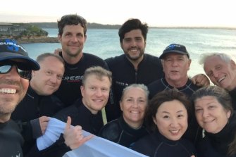 Simon Nellist (top left) with other Scubathlon diving club members.