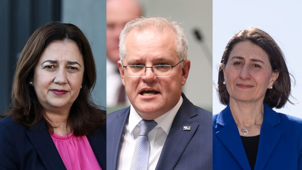 Queensland Premier Annastacia Palaszczuk is taking fire from Prime Minister Scott Morrison and NSW Premier Gladys Berejiklian.