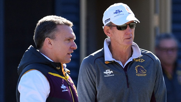 Collateral damage: Brisbane CEO Paul White and coach Wayne Bennett had a falling-out earlier this year. Their relationship appears to have never recovered.