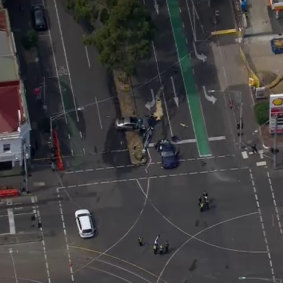 Aerial footage of the crash scene.