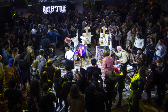 The Art Battle US national championship,  held in Los Angeles nightclub Exchange LA last November.