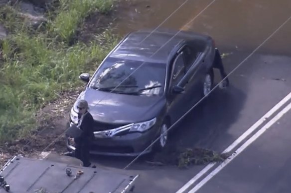 A man’s body was found inside a car in floodwaters on Cattai Ridge Road in Glenorie in Sydney’s north-west yesterday.