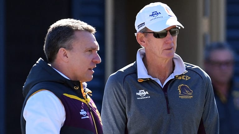 Battlelines drawn: Brisbane CEO Paul White and coach Wayne Bennett had a falling-out earlier this year.