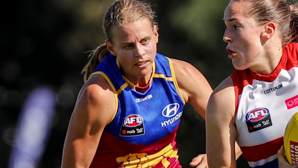 On the hunt: Key Lions defender Kate Lutkins. 