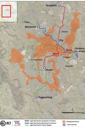 Future stages of light rail, laid out in the ACT government's latest submission to the Joint Standing Committee on the National Capital and External Territories. 