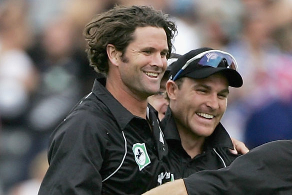Cairns and McCullum during a one-day clash in Christchurch in 2006.