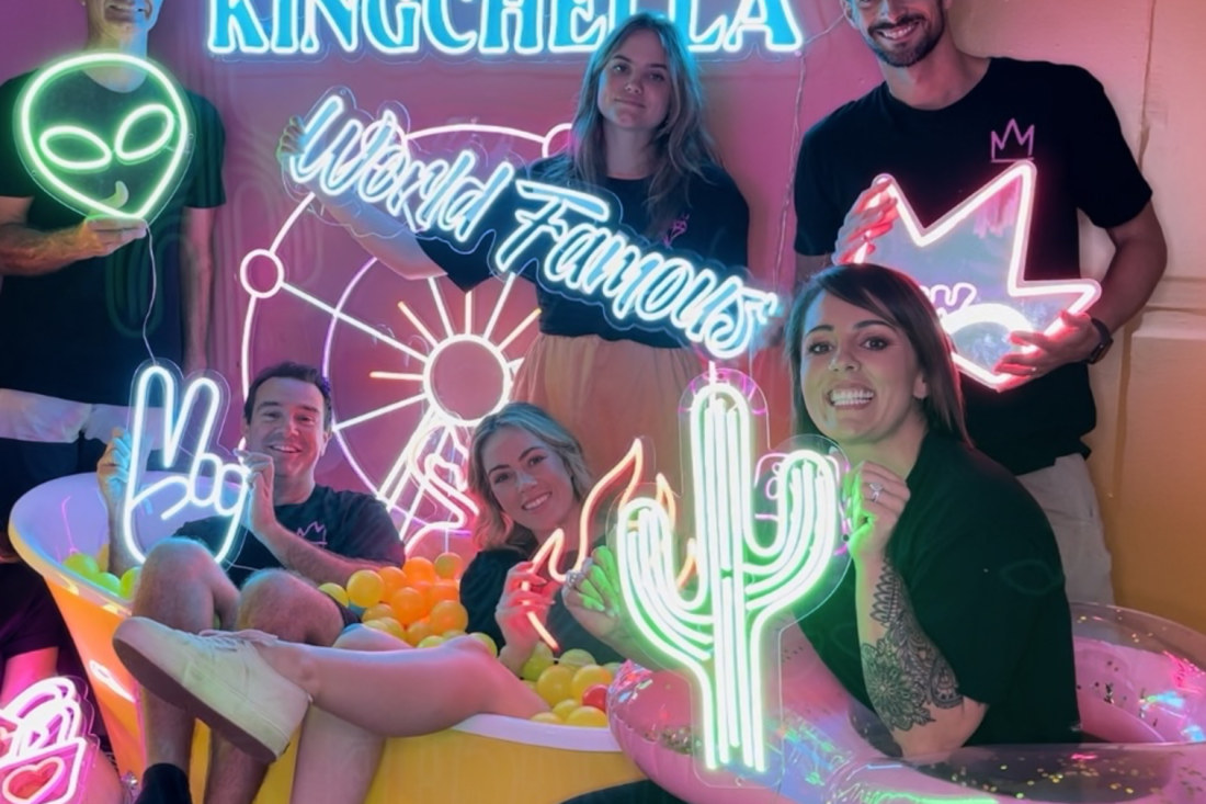 Kings of Neon staff with their creative work
