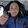 Katy Perry in space on board Blue Origin. 