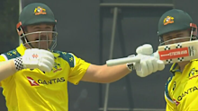 Travis Head celebrates his ton.