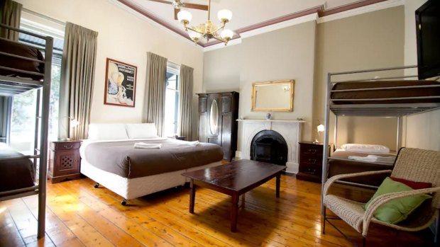 A bedroom at the Nunnery guesthouse in Fitzroy.