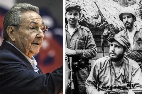 Raul Castro, left, and with his brother, Fidel, during the revolution.