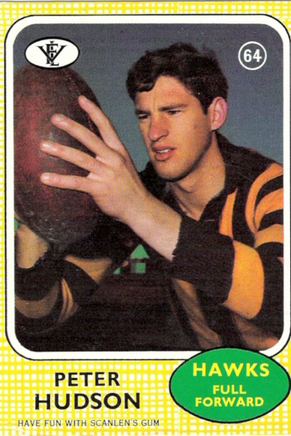 A Peter Hudson footy card.
