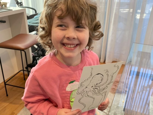 Little Vera Swartz with her big-name artwork by Luke Scibberas.