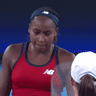 The handshake moment between the players.