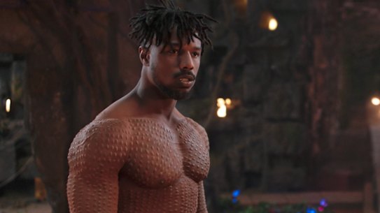 Michael B Jordan in Disney's Black Panther. 