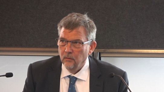 Damian Long, chief executive of the Civil Contractors Federation, giving evidence to Queensland’s commission of inquiry into the CFMEU on Tuesday.