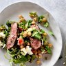 Gently spiced lamb and a herb-strewn grain salad make a healthy and satisfying meal.