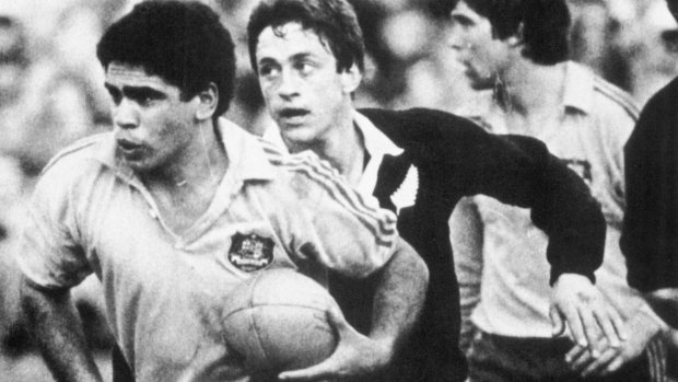"You would just need one or two key Kiwi players to make the Australian teams competitive again": Mark Ella in his playing days for Australia.