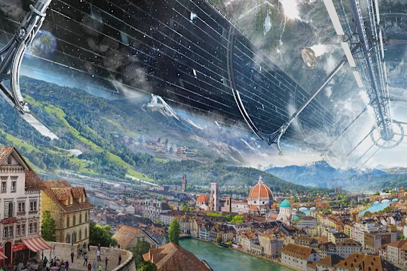 Artist renderings of the space colonies Jeff Bezos wants to build. These were part of a presentation Bezos gave in 2019 discussing Blue Origin’s longer-term plans for space.