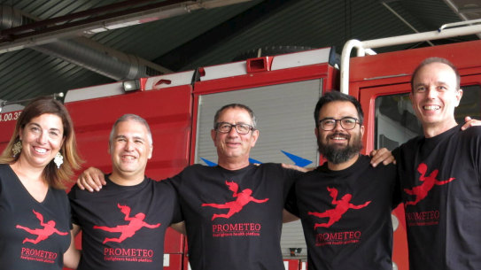 Prometeo's team from left to right: Salomé Valero, Marco Rodriguez, Joan Herrera, Josep Ràfols, and Vicenç Ferrés Padró.