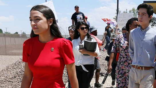 Congresswoman Alexandria Ocasio-Cortez, who was targeted in a secret Facebook group of border patrol agents, visited the Clint Border Patrol station on Monday.