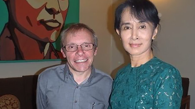 Sean Turnell with Aung San Suu Kyi before the military coup.