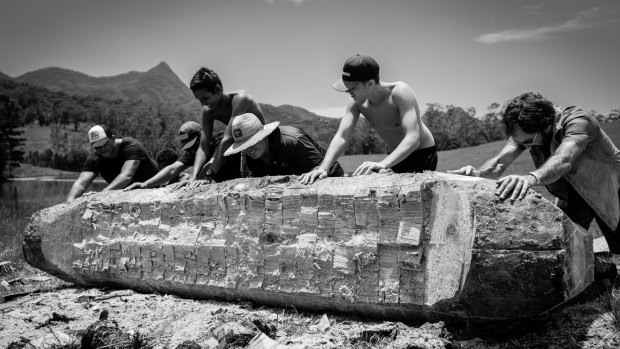 The first stage of the journey was to source wood from the Gold Coast's forest and carve out a seaworthy canoe.