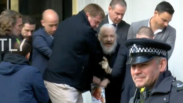 Julian Assange was arrested outside the Ecuadorian embassy in London on Thursday.
