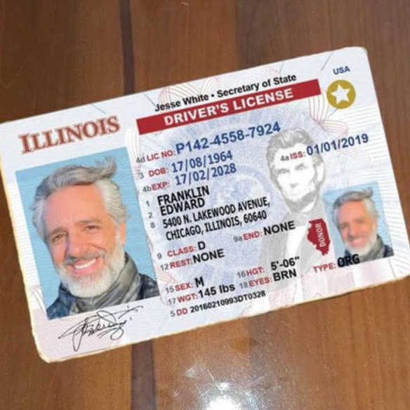 The fake driver’s licence of “Franklin Edward”.