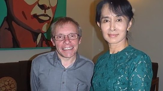 Sean Turnell with Aung San Suu Kyi before the military coup.