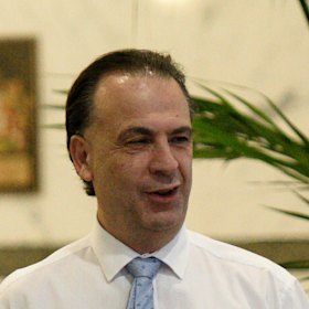 ARLC chairman Peter V'landys leaves Racing NSW headquarters in Sydney on Friday.