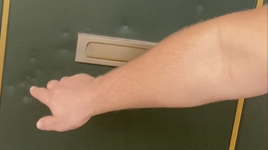 Eryk Bagshaw pointing at door of the assassin who killed Shinzo Abe