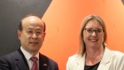 Chinese Ambassador Xiao Qian and Victorian Premier Jacinta Allan on Thursday.